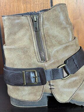 Jellypop Womens Libra Booties Slouchy Design Double Zipper Buckle Strap Sz 8.5